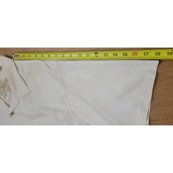 Tommy Bahama Hawaiian Camp Shirt Size XL Men White Silk Shirt Vacation Floral - Picture 14 of 16